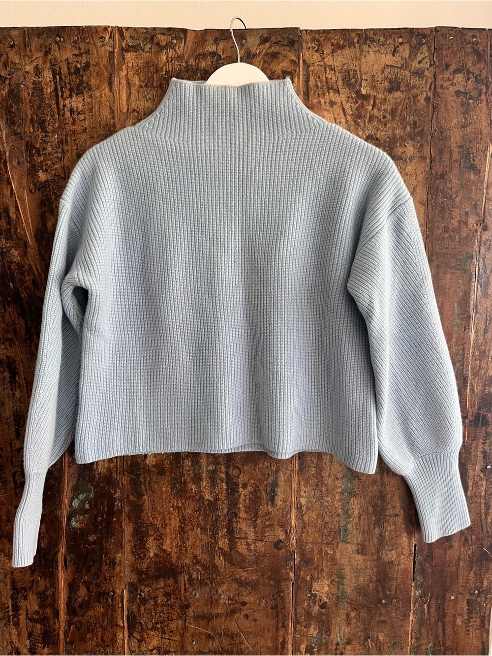 A.L.C. Cashmere Wool Blue Ribbed Mock Neck Sweater M